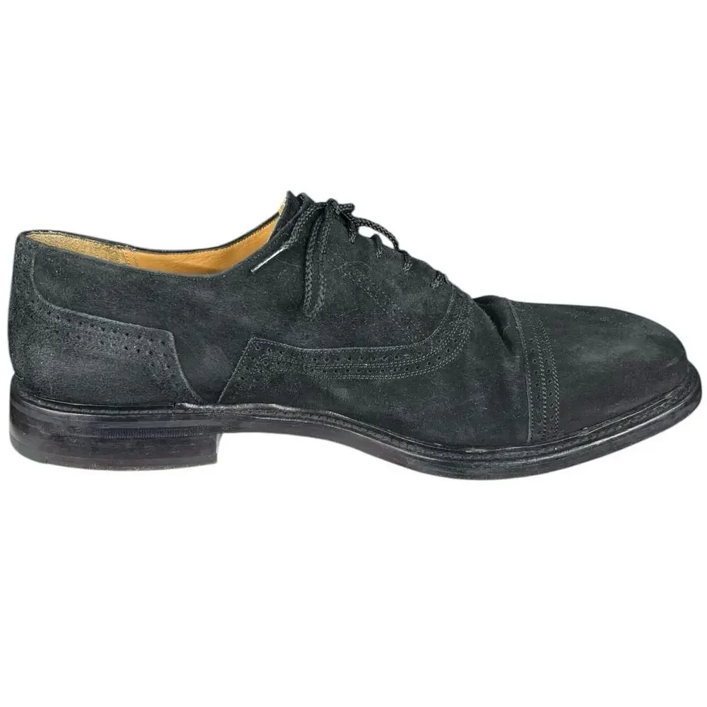 Vintage Mezlan Men’s Geneva Black Nubuck Suede Cap Toe Oxfords Size US 11.5
